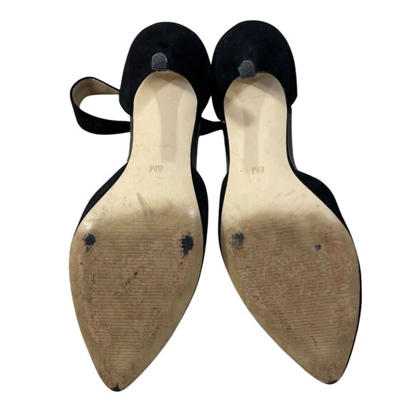 Audrey Brooke Hylda Black Size 6 Suede Pump Heel Ankle Buckle Strap - Picture 9 of 11